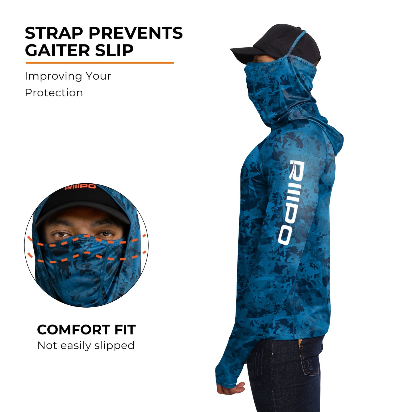 Performance Cooling Hoodie with Gaiter - Full Print - Dark Blue