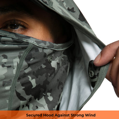 Performance Cooling Hoodie with Gaiter - Full Print - Light Green