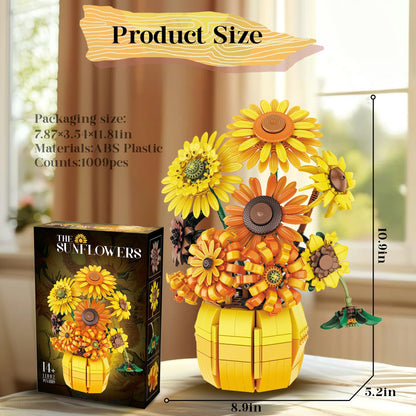 Sunflower Building Set Flowers with Vase Van Gogh Botanical Collection 1009pcs Compatible with Lego Ideal for Home and Office Decor Art Lover's  Gift