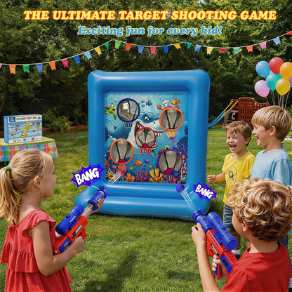 Pool Toys Games for Kids&Adults, 2-in-1 Pool Basketball Hoop with Shooting Target Game & with 2 Blasters, 40 Foam Balls, 4 Basketballs, Summer Outdoor Water Toys, Pool Party Lawn Backyard Games-Blue