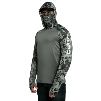 Performance Cooling Hoodie with Gaiter - Mix Print - Dark Green